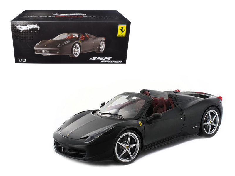 Ferrari 458 Italia Spider Matt Black Elite Edition 1/18 Diecast Car